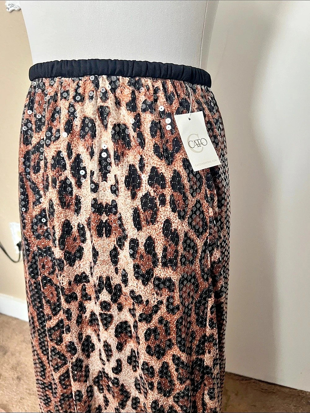 Cato Leopard Sequin Maxi Skirt Size Large NWT - Picture 4 of 8